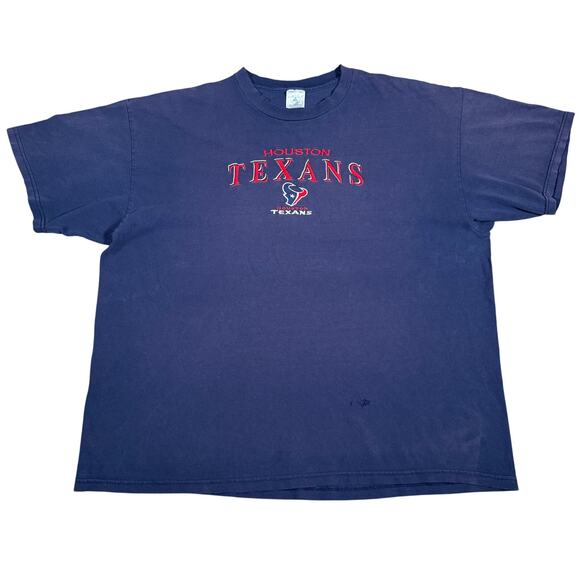 Vintage Houston Texans Embroidered T-Shirt 2XL Navy Delta Pro Weight Faded Worn - Picture 1 of 9
